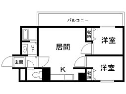 シルキーU6.1 2LDKの間取図画像