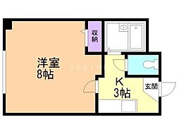 クゥーネルS 1Kの間取図画像