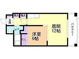 セゾンドゥブランシェ南3条 1LDKの間取図画像