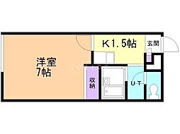 レオパレスこまくさ 1Kの間取図画像