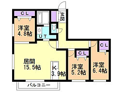 ange-sentier 3LDKの間取図画像