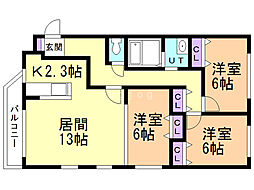 シダースクエア 3LDKの間取図画像