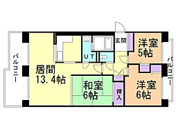 ハウスオブリザ大通 3LDKの間取図画像