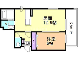 プランシード北円山 1LDKの間取図画像