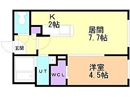 RITZGRANDE中島公園 1LDKの間取図画像
