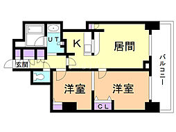 PRIMEURBAN札幌リバーフロント 2LDKの間取図画像