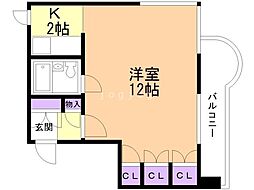 ライオンズマンション円山第3 1Kの間取図画像
