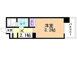 チサンマンション植物園 1Kの間取図画像