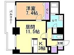 ノーススターマルヤマ 1LDKの間取図画像