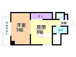 大通ガーデンヒルズ 1LDKの間取図画像
