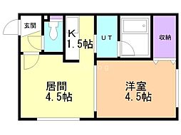 クレセア南10条 1DKの間取図画像