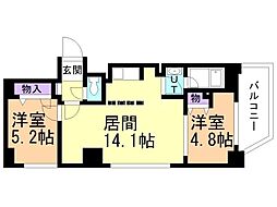 ビッグパレス中島公園リバーサイドB棟 2LDKの間取図画像