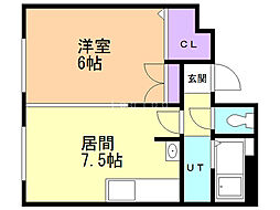 セントラル6 1DKの間取図画像