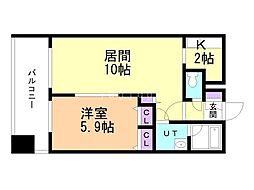 グランカーサ南13条 1LDKの間取図画像