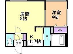 Bフラット創成川公園 1LDKの間取図画像
