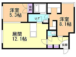 COMSAP24パークサイド 2LDKの間取図画像