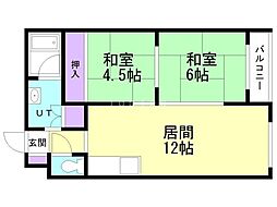 ラフォーレ山鼻 2LDKの間取図画像