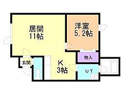 OS'オーズ桑園 1LDKの間取図画像