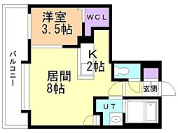 アルファスクエア宮の森3条 1LDKの間取図画像