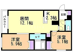 BlancShard西28丁目 2LDKの間取図画像