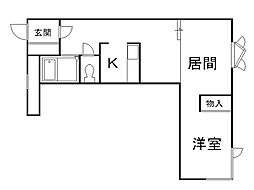 アーブ円山 1LDKの間取図画像
