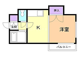 プレサント南2西19 1DKの間取図画像