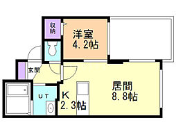 VillaUrbana桑園 1LDKの間取図画像