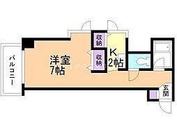 アブニール桑園 1Kの間取図画像