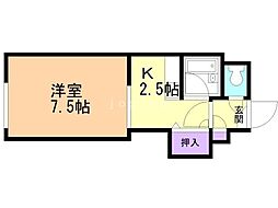 ジュオ山鼻 1Kの間取図画像