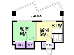 プライムパーク円山公園 1DKの間取図画像