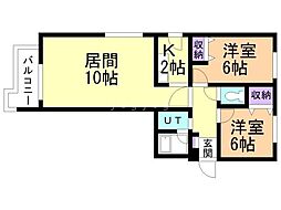 ダイアナ南山鼻ヒルズ2B 2LDKの間取図画像