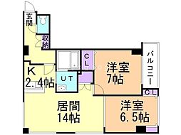 レゾ札幌 2LDKの間取図画像
