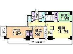 知事公館前タワーレジデンス 3LDKの間取図画像