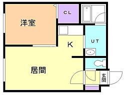 プランノワールAMJ815 1LDKの間取図画像