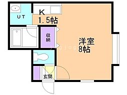 コートポラリス 1Kの間取図画像