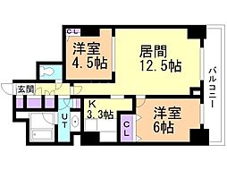 PRIMEURBAN札幌リバーフロント 2LDKの間取図画像