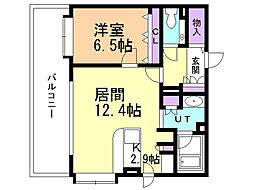 S-FORT中島公園 1LDKの間取図画像