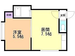 ステージ南8条2 1DKの間取図画像