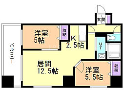グランカーサ北3条 2LDKの間取図画像