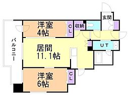 ウエリスアーバン円山 2LDKの間取図画像