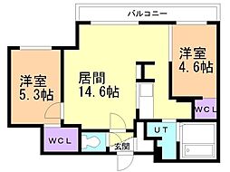 札幌市中央区北三条西30丁目マンション 2LDKの間取図画像