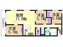 AKR北円山N5W23 3LDKの間取図画像