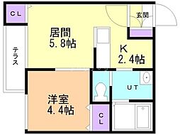 GRANMODEYAMAHANA 1LDKの間取図画像