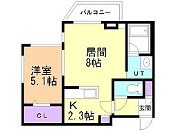 コローレサウスエイト 1LDKの間取図画像