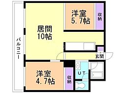 円山ビル 2LDKの間取図画像