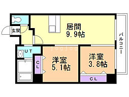 サンジュリオ中島公園 2LDKの間取図画像