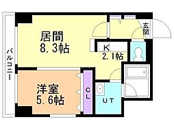 キャロット13 1LDKの間取図画像