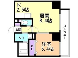 N6ウエスト11・M 1LDKの間取図画像