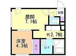 Rilassa八軒 1LDKの間取図画像