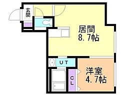 PinoKitamaruyama 1LDKの間取図画像